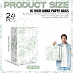 Kolldenn 24 Pcs Green Floral Gift Bags with Handles, 10x5x13 in - Image 2
