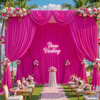 40x8ft Hot Pink Photo Backdrop Curtains for Parties Fuchsia Wrinkle Free Polyester Photoshoot Curtains Drapes Backdrop for Birthday Baby Shower Graduation Photography Background 8 Panels 5x8FT - Image 3
