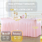 gogoparti 4 Pack Spandex Pink Fitted Table Cloth for 8ft Rectangle Tables Pink Stretch Tablecloth Table Covers Skirt Banquet Tablecloths Wrinkle Free Tablecloth for Parties Wedding - Image 5