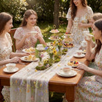 Ivory White Floral Table Runner 10ft Embroidery Tulle Wildflower - Image 2