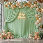 10ft x 10ft Sage Green Backdrop Curtains, Sage Green Drapes Backdrop Fabric - Image 3