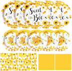 Funnymoom 200 Pcs Honey Bee Party Decoration Plates and Napkins Serve 50 by Funnymoom