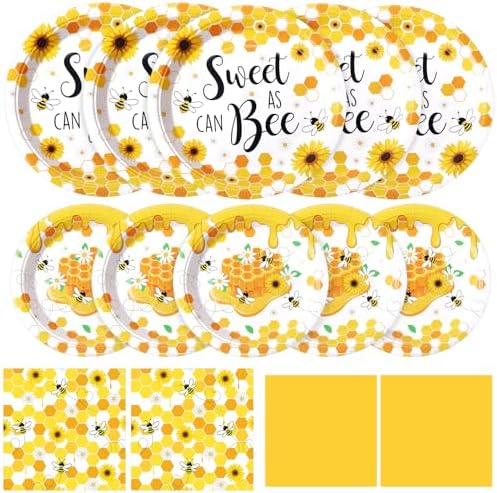 Funnymoom 200 Pcs Honey Bee Party Decoration Plates and Napkins Serve 50 by Funnymoom