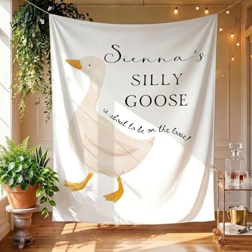 Silly Goose Baby Shower Banner, Neutral Goose on the Loose Party Backdrop, Minimalist Nursery Welcome Sign, Farmhouse Baby Decor, Fabric Tapestry Wall Hanging for Gender Neutral Celebration by Unknown
