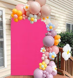 FANPROMS Arch Cover 8FT Hot Pink Spandex Arch Cover Round Top Chiara Backdrop Cover for Arch Stand Fuchsia Arch Cover Backdrop Fabric Garland Arch Frame Cover for Wedding Birthday Decorations - Image 6