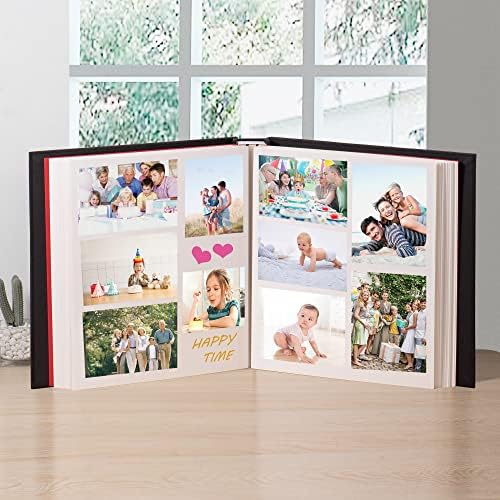 Large Photo Album Self Adhesive 4x6 5x7 3x5 8.5x11 Scrapbook Magnetic Album DIY Scrap Book Length 13 x Width 12.8 (Inches) 120 Sticky Pages Linen Cover DIY Photo Album (Black) - Image 3