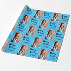 MyPupSocks Personalized Photo Wrapping Paper, Happy Birthday with Name Photo Blue Custom Funny Wrapping Paper Roll for Boys Girls Baby Shower Wedding Anniversary Birthday Gift 58x23 Inch 3 Rolls - Image 2