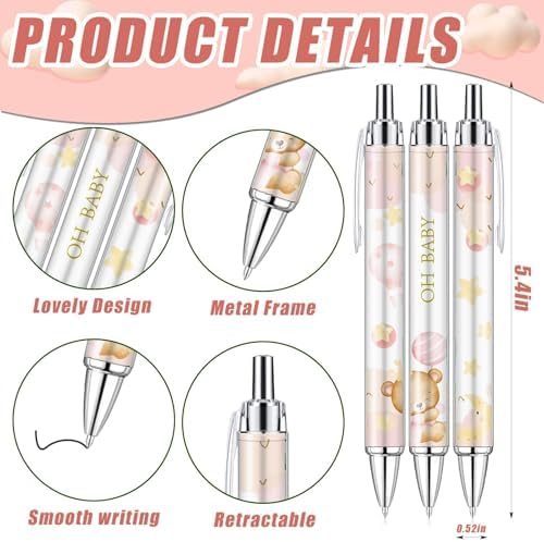 145 Pieces Baby Shower Favors for Guest Pink Bear Ballpoint Pens and Keychains Gifts for Baby Girls Bulk Retractable Baby Shower Pens Gender Reveal Thank You Cards Souvenirs Prizes Party Favors - Image 2