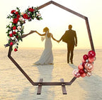 Wooden Wedding Arches for Ceremony, 7.2FT Heptagon Wedding Arch Backdrop Stand, Ballon Arch Stand for Wedding Ceremony Birthday Party Bridal Shower Anniversary Candy Tables - Image 4