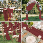 12 Pack Wine Red Table Runner 10ft Romantic Chiffon Table Runner for Wedding Baby Shower and Birthday Party Cake Table Decorations(120 x 12 in) - Image 6