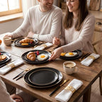 Supernal Black and Gold Plastic Plates,Heavy Duty Disposable Dinnerware Set - Image 6