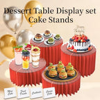 4 Pack Buffet Risers Food Risers for Buffet Table Acrylic Risers Display Stands Tall Cake Stands Cylinder Stands for Party Pedestal Cake Stand Dessert Table Display Set Cupcake Stands Cupcake Display (red, 4) - Image 6