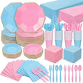 Nitial 462 Pcs Gender Reveal Party Supply Boy or Girl Pink and Blue Plates by Nitial