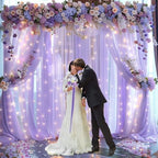 10x10ft Lavender Chiffon Backdrop Curtain with Lights String for Wedding Sheer Tulle Curtain Photo Backdrops Drapes for Baby Shower Birthday Party Home Ceremony Decorations - Image 3