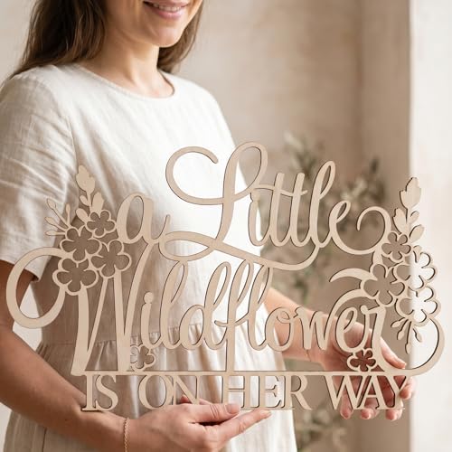 A Little Wildflower Wooden Backdrop Wooden Sign for Floral Party Photos - Image 6