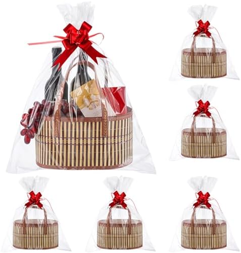 Tioncy 6 Set Woven Bamboo Gift Baskets with Handles Empty,Yellow by Tioncy