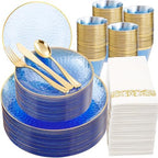DaYammi 350PCS Clear Blue Plastic Dinnerware Set for 50 Guests by DaYammiwillaccompanyyou
