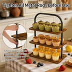 3 Tier Cupcake Stand 2 PACK Wooden Metal Cupcake Stand Reusable Cupcake Display Stand Tiered Tray Stand Dessert Table Display Set Serving Trays for Party Rustic Farmhouse Vendor - Image 5