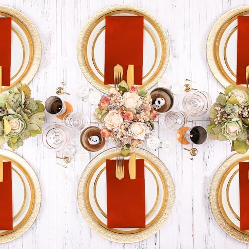 KAMMAK Dinner Napkins Disposbale Cloth Like Paper Napkins with Pocket 100 Pack Terracotta and Orange Wedding Reception Guest Hand Towel for Party Decoration, Bathroon, Kitchen (16.5 x 16.5 inch) - Image 2