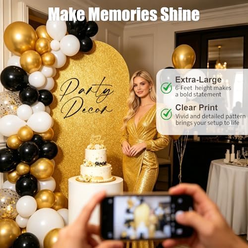 6FT Arch Backdrop with Stand, Foam Board Wedding Birthday Party, Gold - Image 6