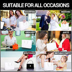 EUSOAR Heavy Duty Gift Wrap Bags, 50 Pack 8.6x3.9x7 inches Small White Paper Bags with Handles, Totes in Bulk for Wedding, Grocery, Boutique, Retail, Business, Party Favors, Baby Showers, Birthdays - Image 5
