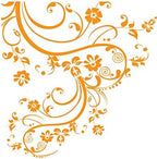 Orange Swirl Flower Floral Decal Design. #262A (100" X 29") #262A-Orange by Stickerbrand