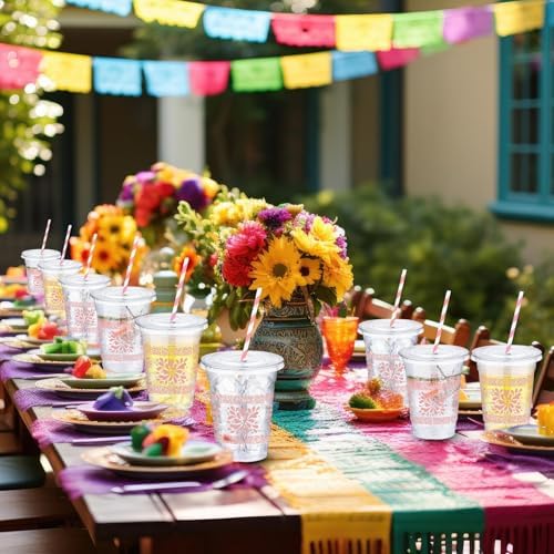 Jingmore 50 Pack 12 oz Cielito Lindo Plastic Cups, Classic, Pink - Image 5