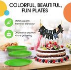 Party Solids Exquisite Lime Green Mixed Paper Plates - 7" & 9", 200 Pack (100 each), 350 GSM - Image 5