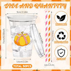 50 Pcs Fall Bow Pumpkin Plastic Party Cups, Thanksgiving Party Favor - Image 2