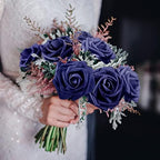 100 Pcs Artificial Rose Flowers, Navy Blue - Image 5