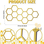 Silipull 2 Pcs 22 x 12 Inch Large Wood Honeycomb Decoration Honeycomb Wall Decor Wood Hexagon Decor Bee Wall Hanging Decoration for Living Room Garden Bedroom Office Home Party (Gold Color) - Image 2