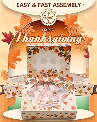 qiqee Thanksgiving 12 Cupcake Boxes with Window 16-Packs Cupcake Box 13"x10"x3.5" Cupcakes Carrier, 12 Cupcake Containers For Thanksgiving Day - Image 2