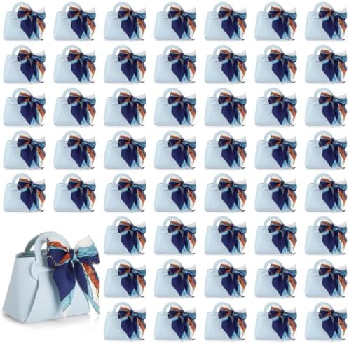 Kacctyen 50 Pack Mini Leather Purse Gift Bags PU Wedding, Sky Blue by Kacctyen