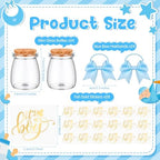 Funnymoom 24 Sets Baby Shower Bottles Favors for Guests Glass 100 ml Milk Jar with Ribbons and Stickers Decorations for Gender Reveal Newborn Centerpiece Party Favor (Blue,It's A Boy) - Image 3