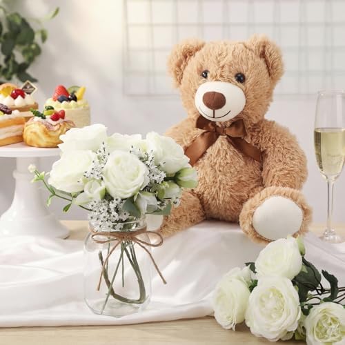 6 Set Teddy Bear Baby Shower Centerpieces with Mason Jar, Brown - Image 3