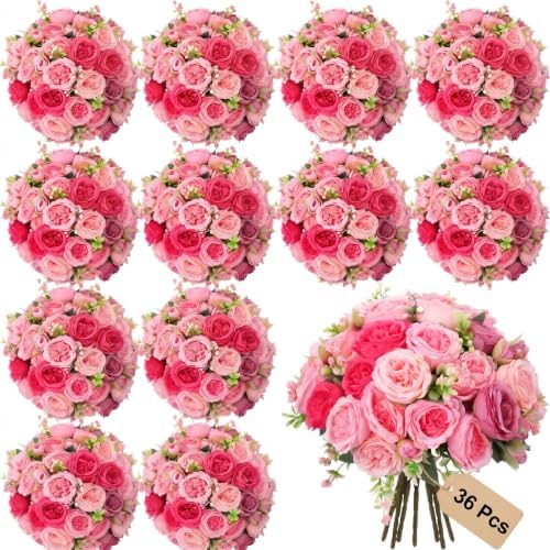 Geosar 36 Bundles Artificial Peonies Flowers,Rose, Light Pink, Dusty Pink by Geosar