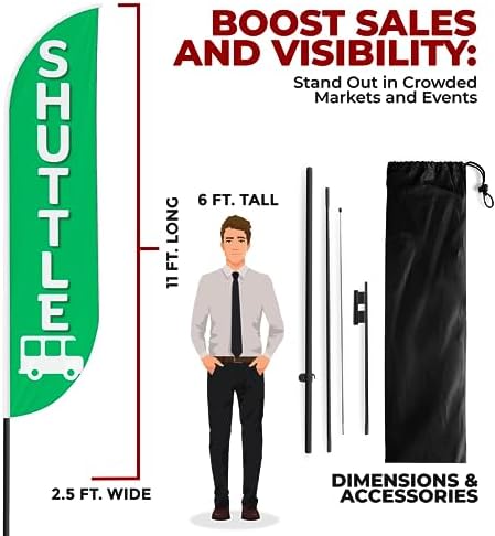 Shuttle Sign Feather Flag Pole Kit for Outdoor by Mavis Printing | 15 FEET Long Polyester Outdoor Banner Flag for Easy Hang | HD Print Swooper Flag Pole Mount to Celebrate Shuttle | Made in USA - Image 3