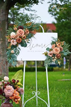 Muhanjia Wedding Sign Faux Flower Swag (Pack of 2) for Ceremony Party Reception Entrance Floral Decor Wall Easel Stand for Wedding Poster Welcome Sign (Terracotta) - Image 2