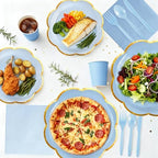 OuMuaMua 350Pcs Blue Paper Plates and Napkins Party Supplies for 50 Guests - Image 5