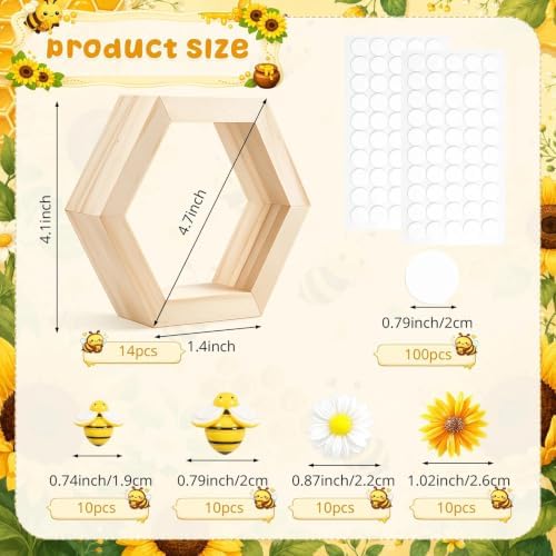 14 Pcs Mini Honeycomb Cupcake Stands,Wood Hexagon Display Holder - Image 2