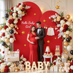 Black Red Photo Arch Backdrop Cover Set of 2 Spandex 7.2 and 6ft Arch Covers Stretchy Backdrop Birthday Party Arch Stand Covers for Baby Shower Wedding Retirement Banquet Background Decorations - Image 4
