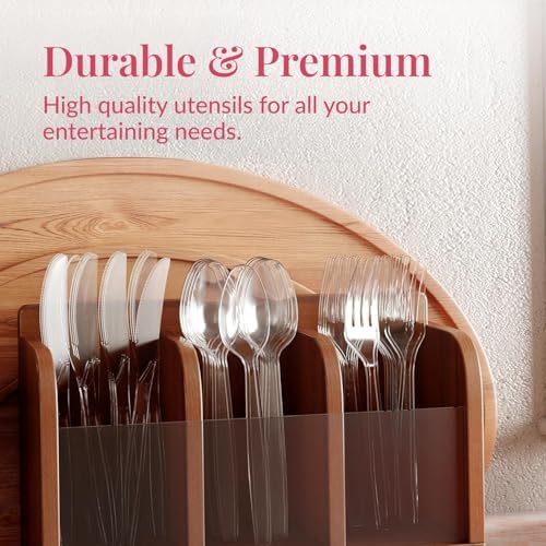 Prestee 600 Piece Plastic Silverware Set - Includes 200 Plastic Forks, 200 Spoons, and 200 Knives - Heavy Duty Flatware - Bulk Disposable Utensils for Weddings, Holidays, Christmas, and Party Events - Image 4