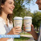 50 Pack 16oz Blue Bow Disposable Coffee Cups with Lids & Sleeves – Premium Paper for Mother's Day,Baby Shower,Birthday,Wedding,Brunch, Cafés,Party Supplies - Image 5