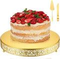 Wenqik 16 Inch Gold Cake Stand Metal Round with Cutter Spatula, Classic by Wenqik