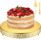 Wenqik 16 Inch Gold Cake Stand Metal Round with Cutter Spatula, Classic by Wenqik