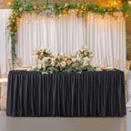 Wish Care Black Polyester Table Clothes for 8 Foot Rectangle Tables, Wrinkle Free Fitted Table Cover with Pleated Ruffle Table Skirt for Birthday Party Wedding Trade Show Event Display - Image 6