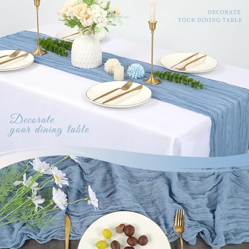 20 Pack Cheesecloth Table Runner 17 x 108 Inch, Dusty Blue - Image 5