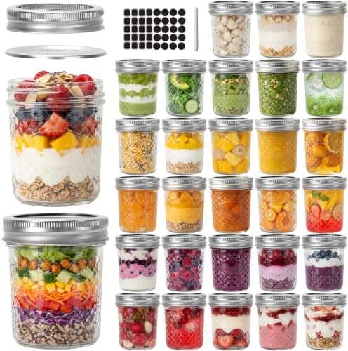 CycleMore 6 oz Mason Jars with Split Bands, 30 Pack Canning Jars by CycleMore