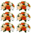 Sziqiqi Orange Fake Flowers for Centrepiece, Kissing Silk Roses Ball, 6Pcs by SZIQIQI