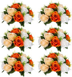 Sziqiqi Orange Fake Flowers for Centrepiece, Kissing Silk Roses Ball, 6Pcs by SZIQIQI